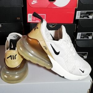 NIKE AIR MAX 270S "SAIL-OLIVE-BROWN" WOMEN US SIZE 6.5 GOOD COND